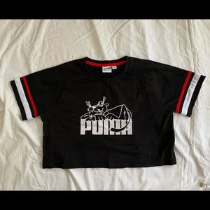 VTG Super Puma Stripped Cropped Top Tee